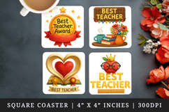 Best Teacher square coaster sublimation, coasters design Product Image 1