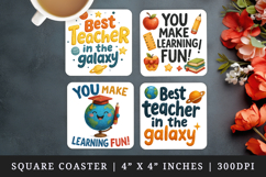 Best Teacher square coaster sublimation, coasters design Product Image 1