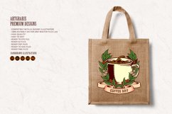 Coffee Day Vintage Badge with Glass and Ribbon Product Image 5