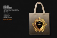 Gold shield crown badge with classic ribbon illustration Product Image 5