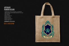 Green shield crown badge with classic ribbon illustration Product Image 6