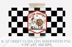 Retro Valentines 16 oz libbey glass can, better together PNG Product Image 2
