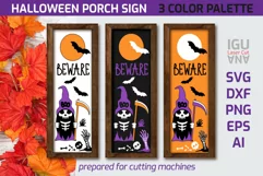BEWARE HALLOWEEN DOOR PORCH SIGN SVG with Halloween GNOME SKULL cut files for cutting machines cricut
