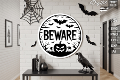 Beware SVG File | Halloween Round Sign SVG Product Image 2