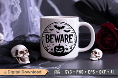Beware SVG File | Halloween Round Sign SVG Product Image 5