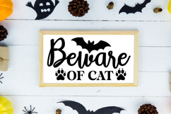 Beware of Cat Sign SVG, Farmhouse Halloween Sign Product Image 2