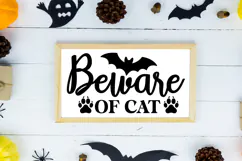Beware of Cat Sign SVG, Farmhouse Halloween Sign Product Image 2