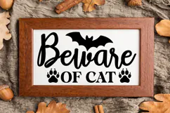 Beware of Cat Sign SVG, Farmhouse Halloween Sign Product Image 3