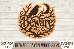 Beware Raven Wood Sign SVG File Product Image 1