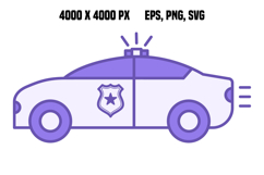 Colored Police Car Icon Product Image 1