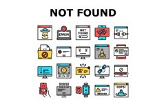 Not Found Web Page Collection Icons Set Vector Product Image 1