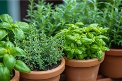 Therapeutic Aromatic potted herbs. Generate Ai Product Image 1