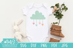 Cute Baby SVG - Cloud With Hearts - Newborn SVG Cut File Product Image 5