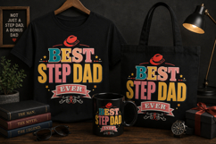 Best Step Dad Ever PNG | Vintage Father’s Day Design Product Image 1