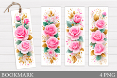 Roses Bookmark Design. Flowers Bookmark Sublimation Product Image 1