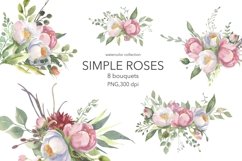 Watercolor Floral Clipart .Flower Bouquets. Product Image 1