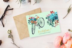 Watercolor floral bicycle clipart Product Image 2