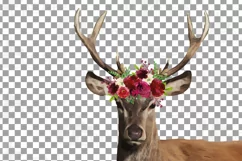 Deer couple with floral burgundy crown match shirt clip art Product Image 6