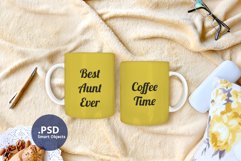 2 Two mugs mockup, Cozy home Double mug mockup, PSD mock up Product Image 2