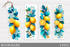 Lemons Bookmark Design. Flowers Bookmark Sublimation Product Image 1
