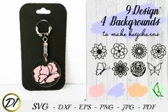 SVG brush stroke and SVG flowers for Keychain design. Product Image 1