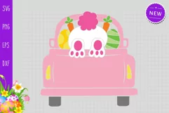 Easter Bunny In Truck Svg, Easter Truck With Girl Name Svg Product Image 2