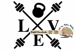 Love kettle bell svg, barbells svg, workout svg Product Image 2