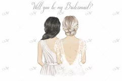 Blonde Bride with Bridesmaids, hand drawn illustration Product Image 3