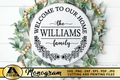 Family Monogram SVG Welcome Home SVG Farmhouse Wreath SVG Product Image 1