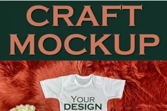 Baby bodysuit on red fur | Craft mockup Product Image 2