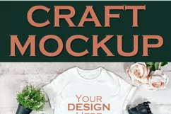 Pretty white T-shirt with plants | Craft mockup Product Image 2
