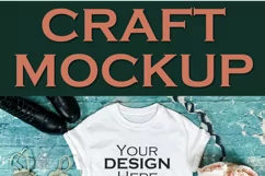 White tshirt rocker on blue with Flowers | Craft mockup Product Image 2
