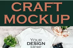 White T-shirt rocker with plants | Craft mockup Product Image 2