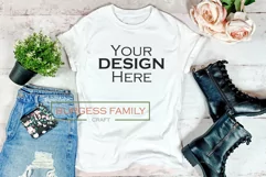 White T-shirt rocker with plants | Craft mockup Product Image 1