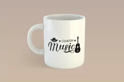 Country Music lettering with hat and guitar SVG, DXF, PNG Product Image 2