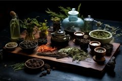 Delicate Tea ceremony glasses herbs. Generate Ai Product Image 1