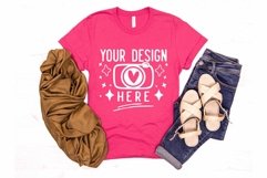 Bella Canvas 3001 Heather Rasberry Mockup, Unisex Tshirt Moc Product Image 1