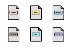 Set Of File Formats Icons Product Image 1