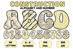Construction Alphabet Letters &amp; Numbers Clipart PNG 300DPI Product Image 1