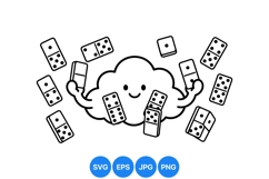 Hand Drawn Cute Cloud With Domino Pieces Illustration Product Image 1