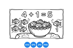 Black and White Fish Math Illustration Design Product Image 1