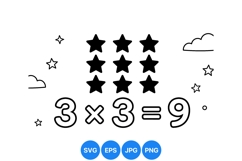 Black Stars Multiplication Math Svg Illustration Product Image 1