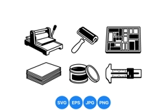 Vector Printmaking Tools Clipart For Crafts Product Image 1