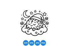 Hand Drawn Sleepy Brain Night Clipart Design Product Image 1