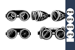 Vintage steampunk goggles set with detailed lenses and strap Product Image 1