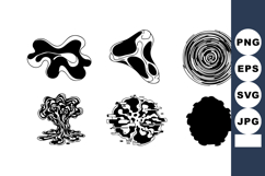 Abstract black and white organic shapes with wood ring textu Product Image 1