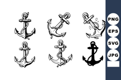 Vintage nautical anchors hand drawn sketch style vector coll Product Image 1