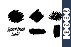 Broken brush line vector set with black ink strokes and grun Product Image 1