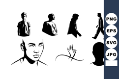 Black and white diverse human silhouettes and facial express Product Image 1