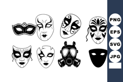 Venetian and theatrical masks vector illustration with black Product Image 1